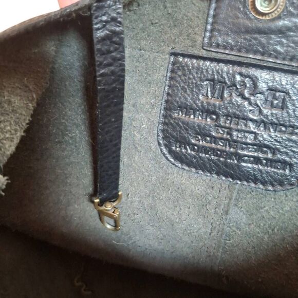 Mario Hernandez Butterfly Embossed Leather Patchwork Bucket Bag - Picture 8 of 8